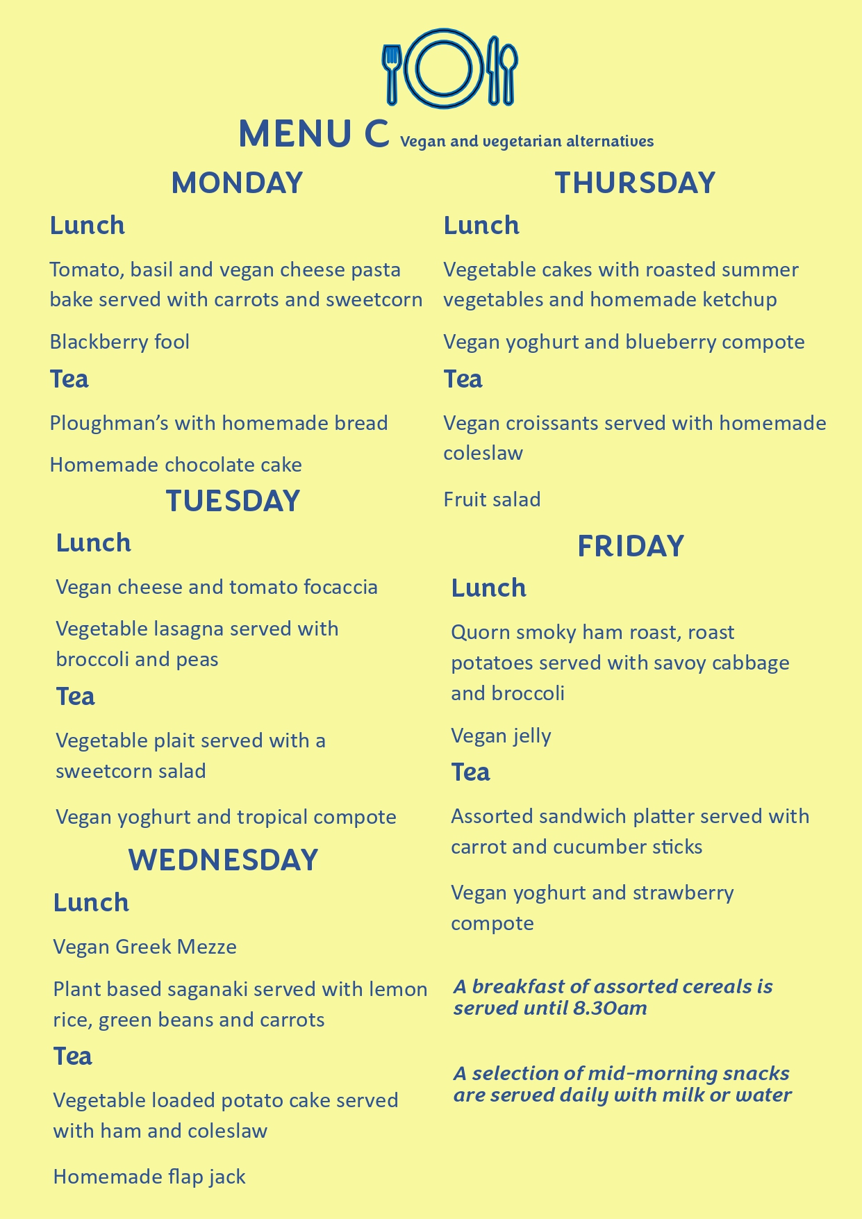 Menu C summer 2025 alternatives - Redhill Day Nursery Bournemouth